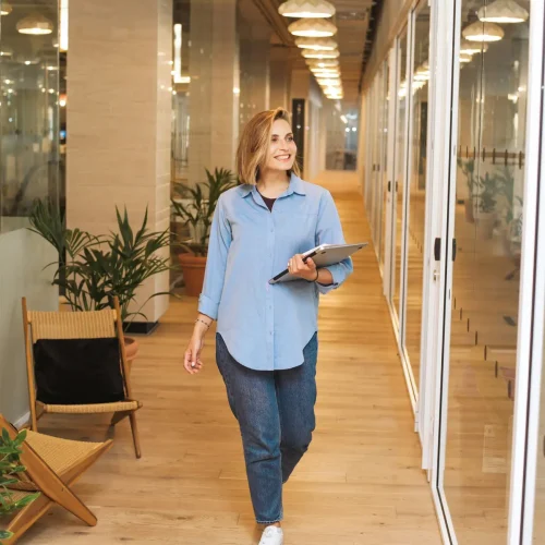 woman walking in a Startup